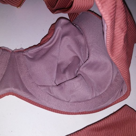 Victoria Secret Swim Bikini Top & Bottom Ribbed High Waist Solid Underwire New - Picture 13 of 15